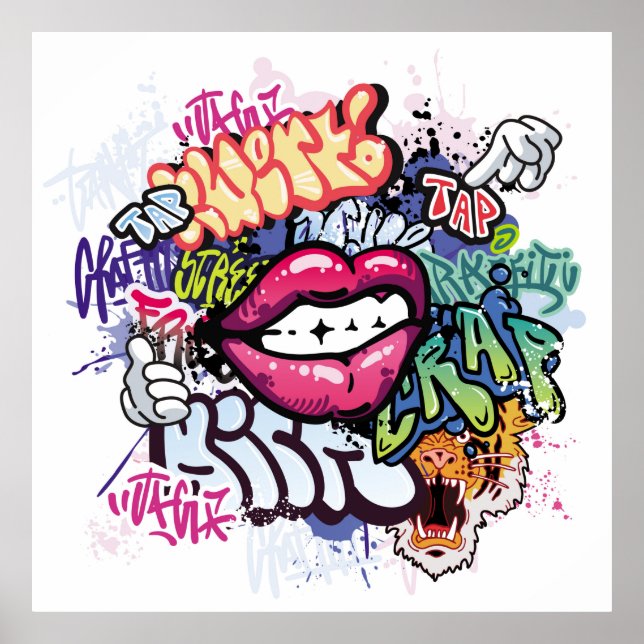 Poster Illustration de graffiti avec lettres de graffitis (Devant)