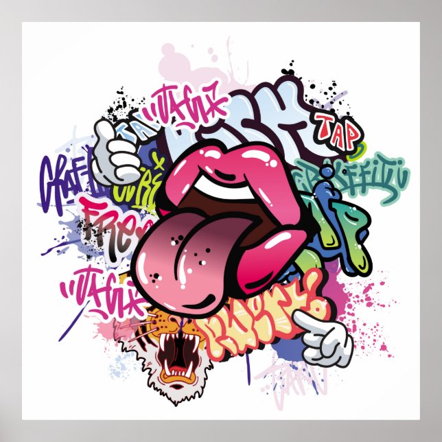Poster Illustration de graffiti avec lettres de graffitis (Devant)