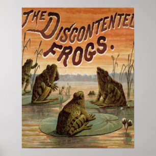 Poster Illustration de grenouilles Lily Pads Moon