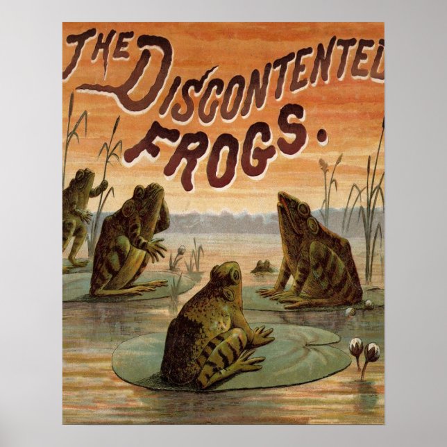 Poster Illustration de grenouilles Lily Pads Moon (Devant)