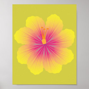Poster Illustration de Hibiscus Jaune