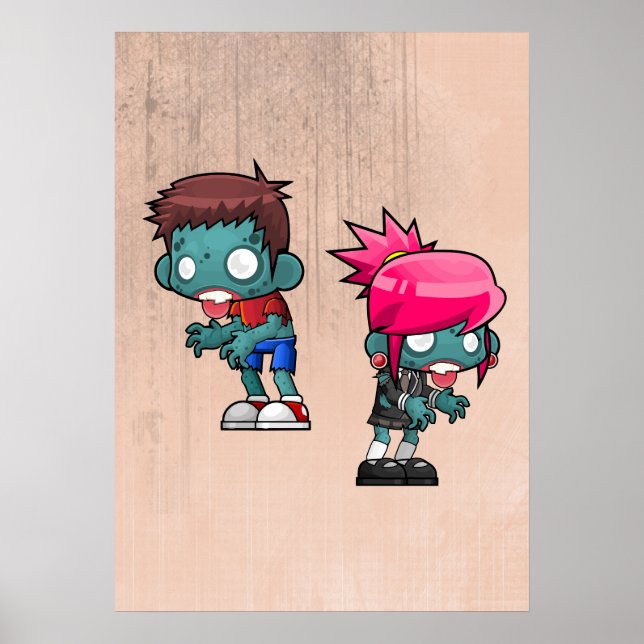 Poster Illustration de jote garçon et fille Zombie (Devant)