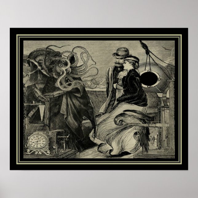 Poster Illustration de Jules Verne Victorian Steampunk 16 (Devant)