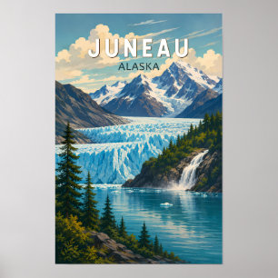 Poster Illustration de Juneau en Alaska, Art de voyage vi