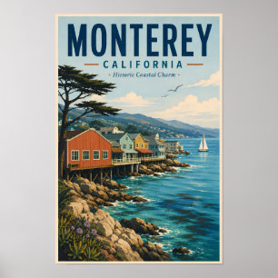 Poster Illustration de la baie de Monterey en Californie,