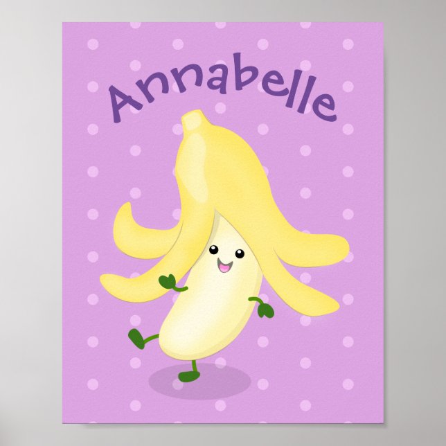 Poster Illustration de la banane mauve de Cute kawaii (Devant)