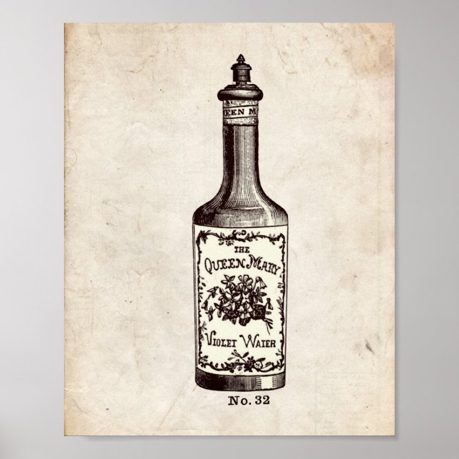 Poster Illustration de la bouteille de parfum victorienne (Devant)