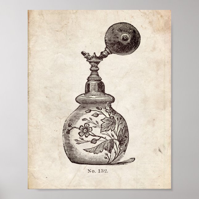 Poster Illustration de la bouteille de parfum victorienne (Devant)