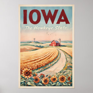 Poster Illustration de la campagne de l'Iowa Art de voyag