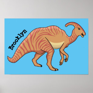 Poster Illustration de la caricature de dinosaure du para
