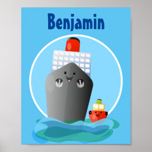 Poster Illustration de la caricature de remorqueur de paq