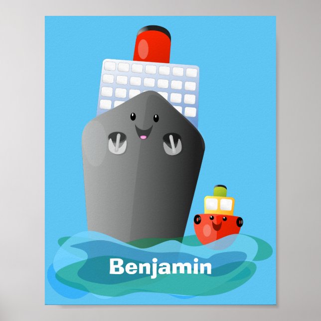 Poster Illustration de la caricature de remorqueur de paq (Devant)