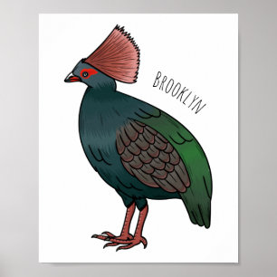 Poster Illustration de la caricature d'oiseau perdrix en