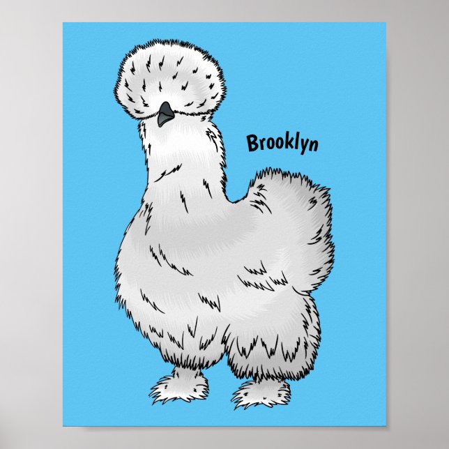 Poster Illustration de la caricature du poulet Silkie (Devant)