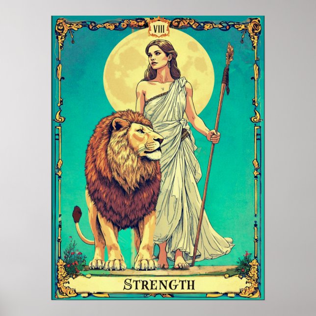 Poster Illustration de la carte Tarot, force (Devant)