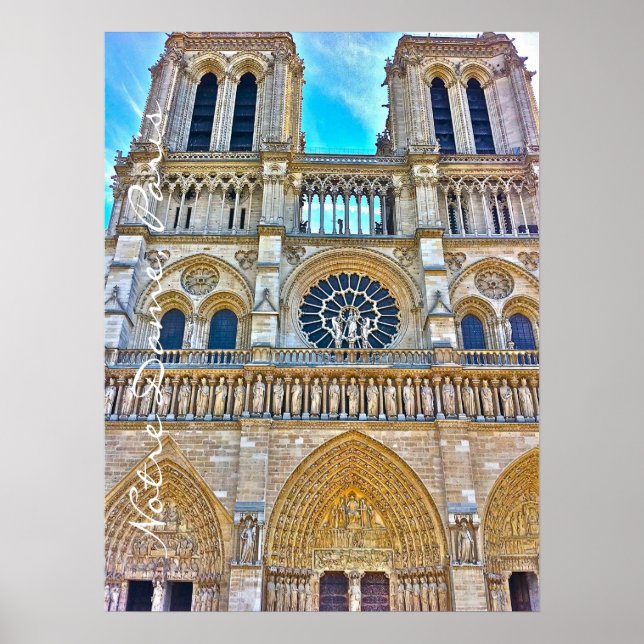 Poster Illustration de la cathédrale Notre-Dame. (Devant)