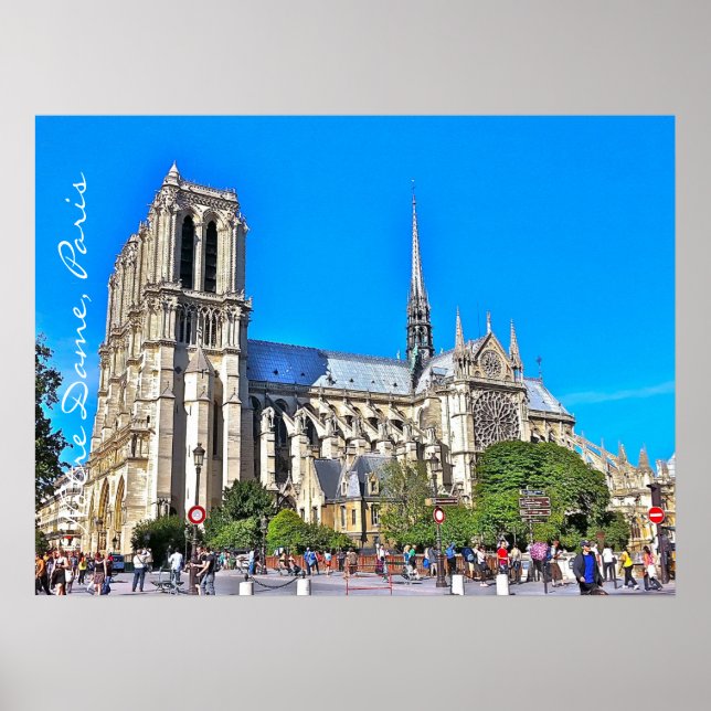 Poster Illustration de la cathédrale Notre-Dame. (Devant)