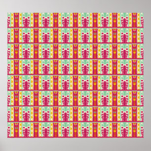 Poster Illustration de la conception de textiles traditio