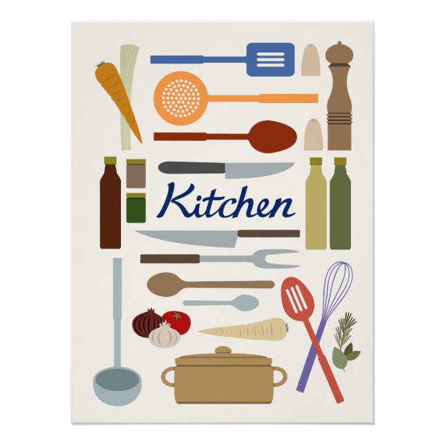 Poster Illustration de la cuisine+Couleur de conception d (Devant)