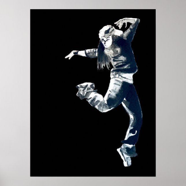 Poster Illustration de la danseuse hip hop cool (Devant)