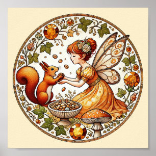 Poster Illustration de la fée d'écureuil
