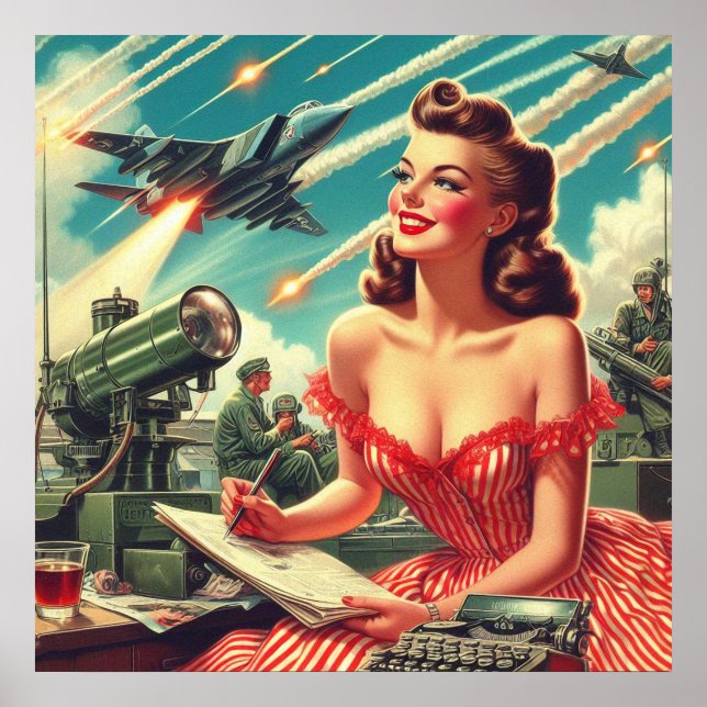 Poster Illustration de la femme Vintage des années 1950 (Devant)