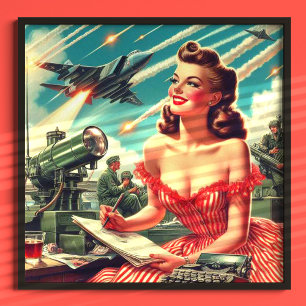 Poster Illustration de la femme Vintage des années 1950