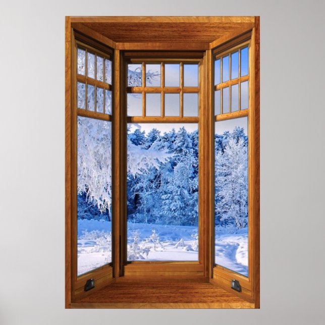 Poster Illustration de la fenêtre de Wood Bay - Neige d'h (Devant)