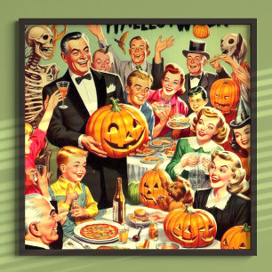 Poster Illustration de la fête d'Halloween vintage