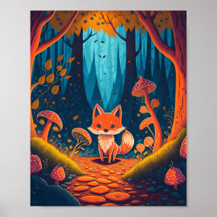 Poster Illustration de la forêt animale de l'Imaginaire F