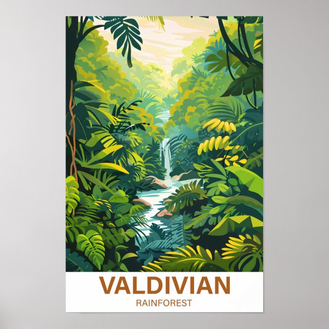 Poster Illustration de la forêt tropicale valdivienne Voy (Devant)