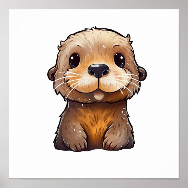 Poster Illustration de la loutre de dessin (Devant)