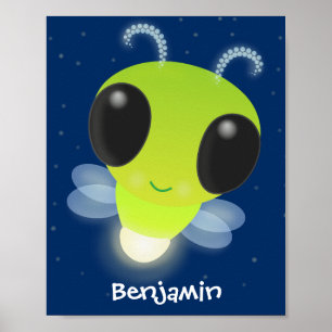 Poster Illustration de la luciole vert mou
