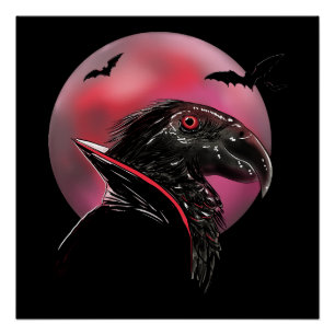 Poster Illustration de la lune de sang de perroquet de Dr