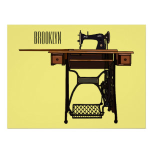 Poster Illustration de la machine à coudre