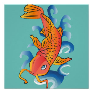 Poster Illustration de la nage Koi Fish