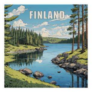 Poster Illustration de la nature finlandaise