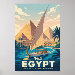 Poster Illustration de la pyramide d'Égypte Art de voyage