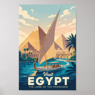 Poster Illustration de la pyramide d'Égypte Art de voyage