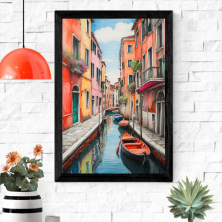 Poster Illustration de la rue Venice