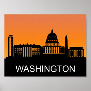 Poster Illustration de la silhouette de Washington, couch