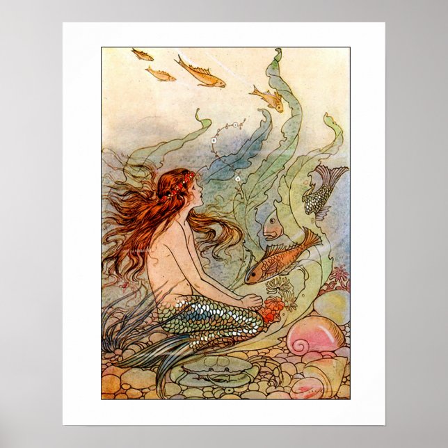 Poster Illustration de la sirène d'art (Devant)