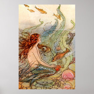 Poster Illustration de la sirène d'art