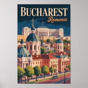 Poster Illustration de la skyline de Bucarest Art de voya