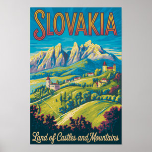 Poster Illustration de la skyline de la Slovaquie Art de 