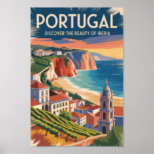 Poster Illustration de la skyline de l'Ibérie au Portugal