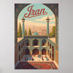 Poster Illustration de la skyline de l'Iran Art de voyage