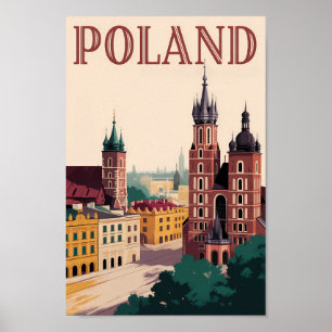 Poster Illustration de la skyline de Pologne Art de voyag