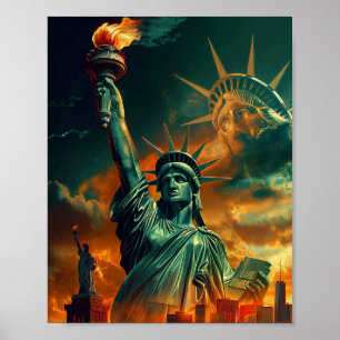 Poster Illustration de la statue de la liberté
