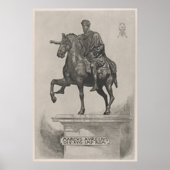 Poster Illustration de la statue de Marcus Aurelius vinta (Devant)
